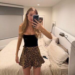 Zara Leopard Print Skater Skirt